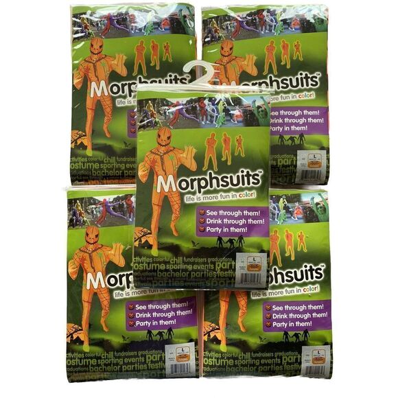 Morphsuits Pumpkin Halloween Costume Roll Play Lot Of 5 Unisex Size Large - Picture 1 of 3